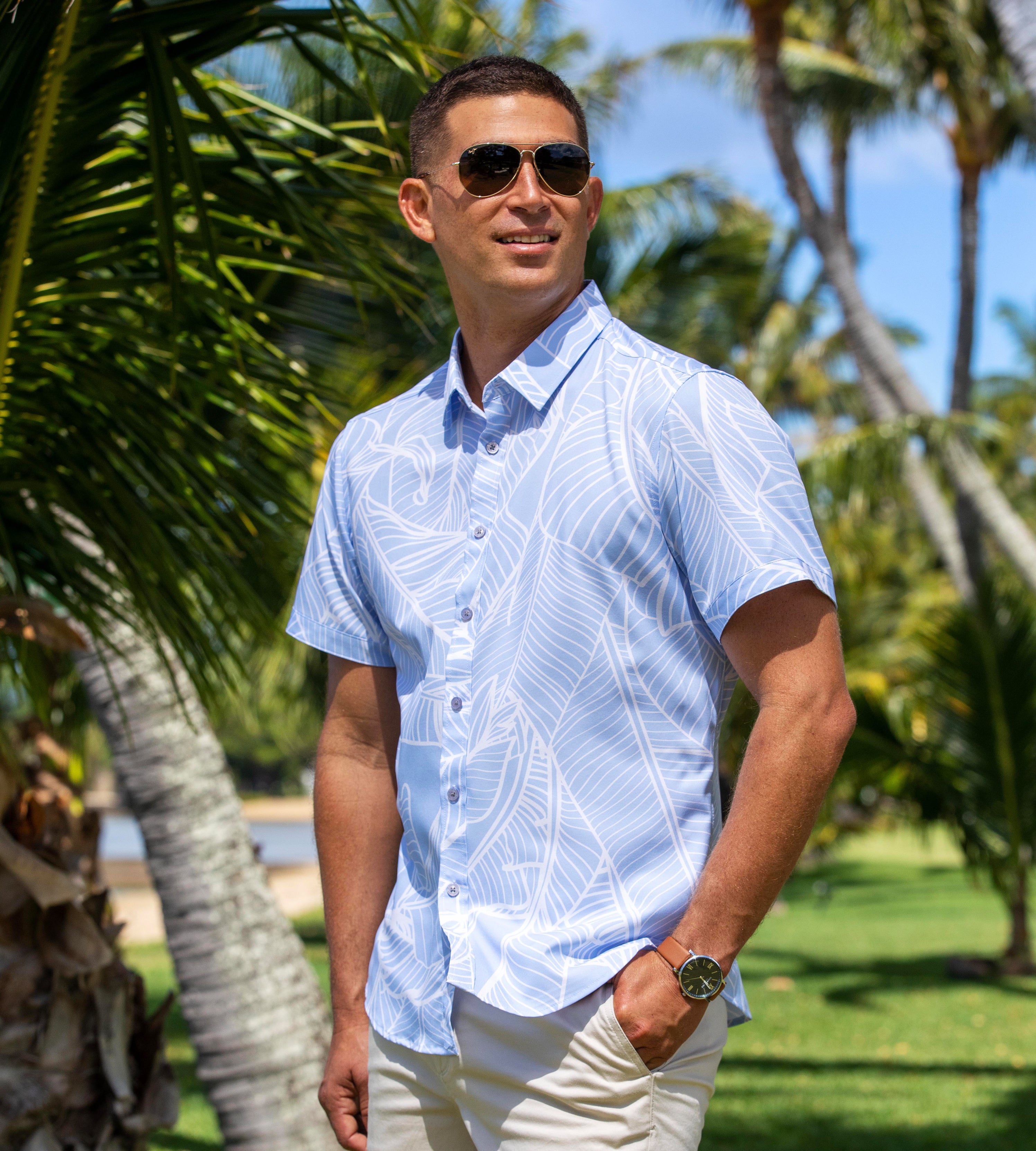  LOKUBATON Rayon Mens Hawaiian Shirts Regular Fit Short