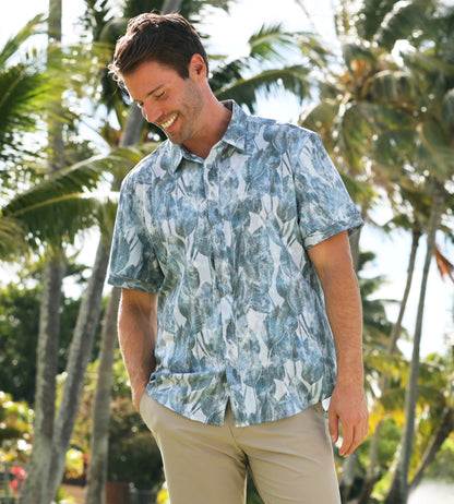 Island Crew Men's Stretch Short Sleeve Aloha Shirt: Island Essence