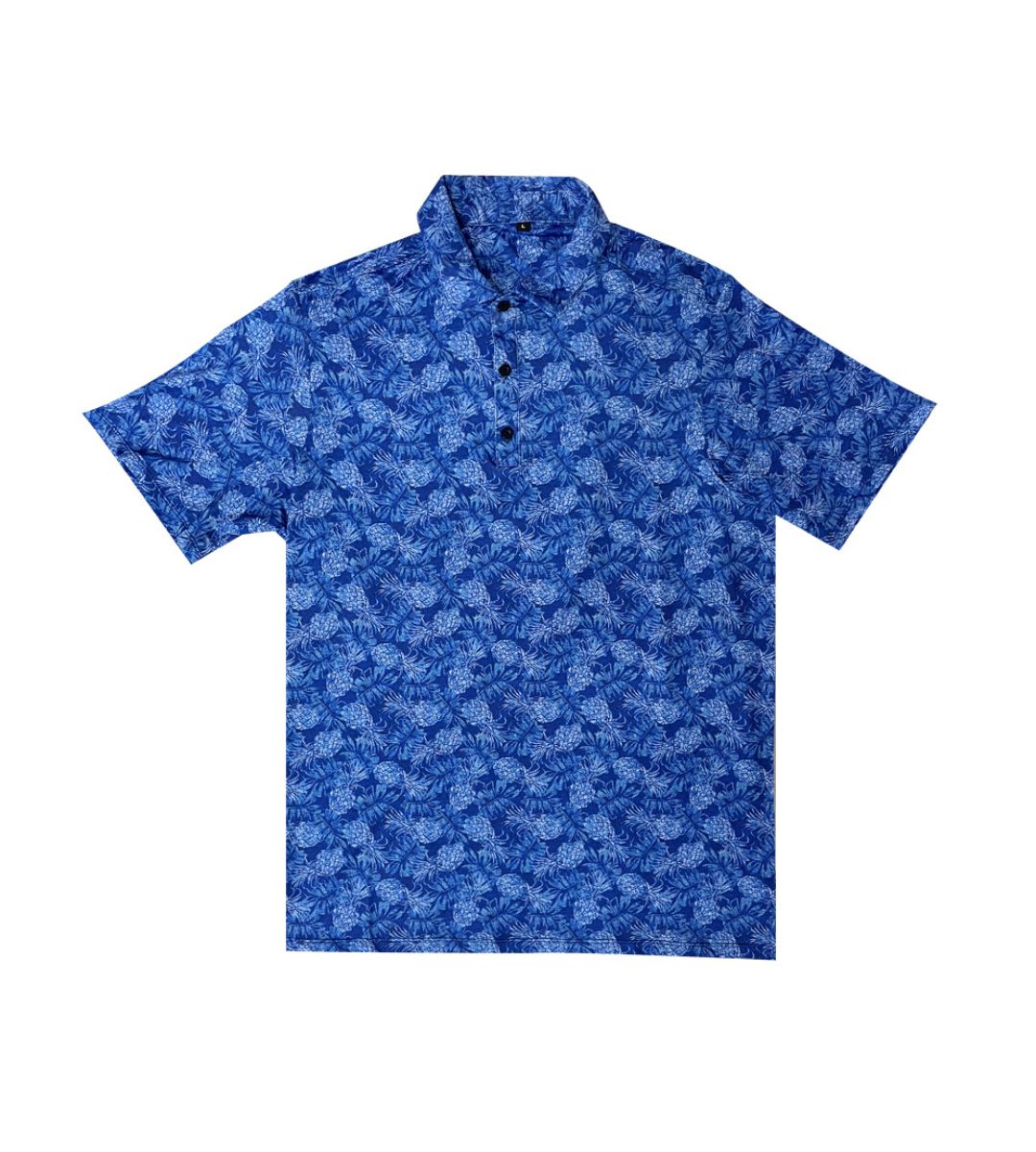 Island Crew Men's Stretch Short Sleeve Polo Shirt: Pineapple Express, Blue