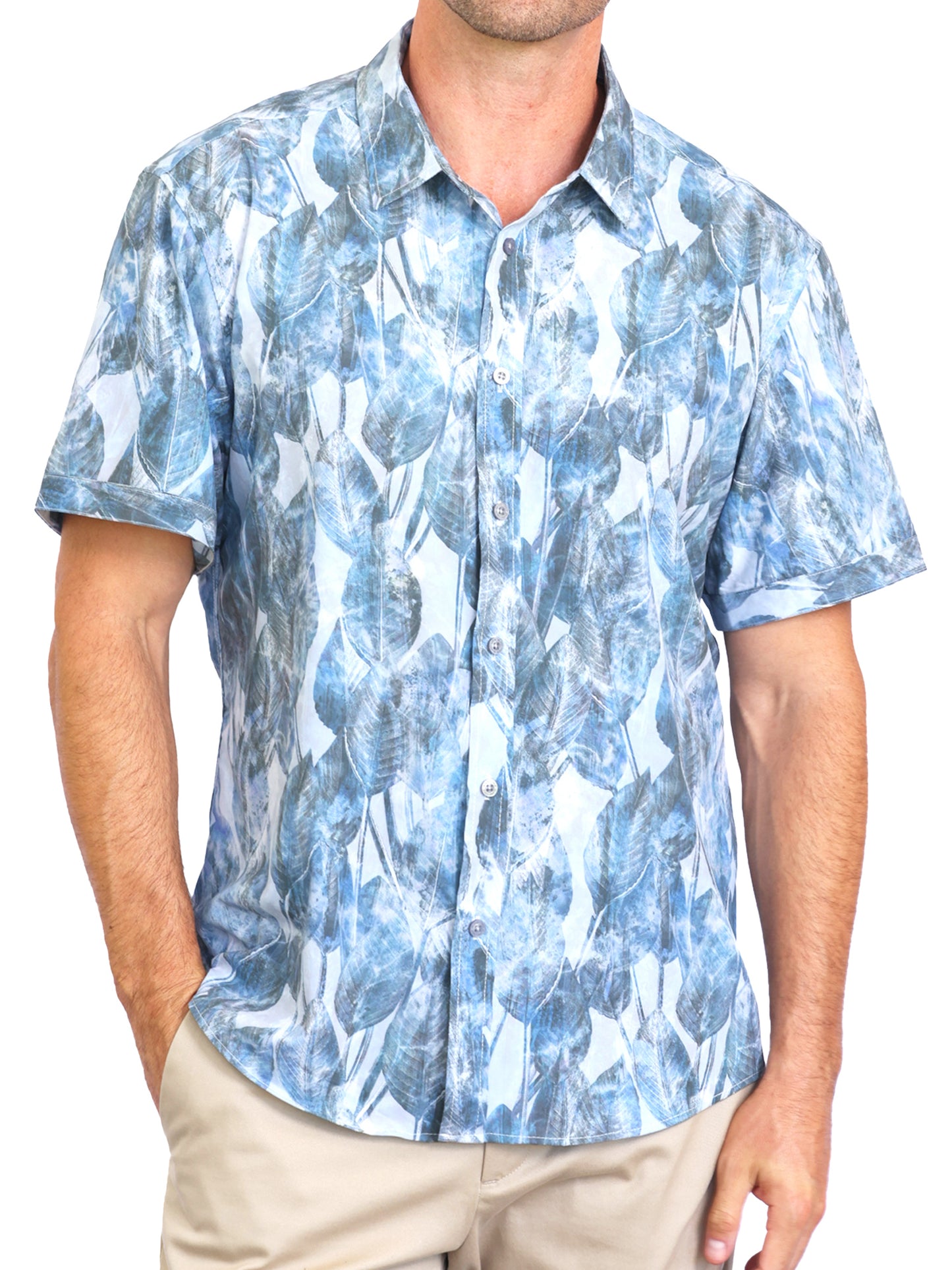 Island Crew Men's Stretch Short Sleeve Aloha Shirt: Island Essence