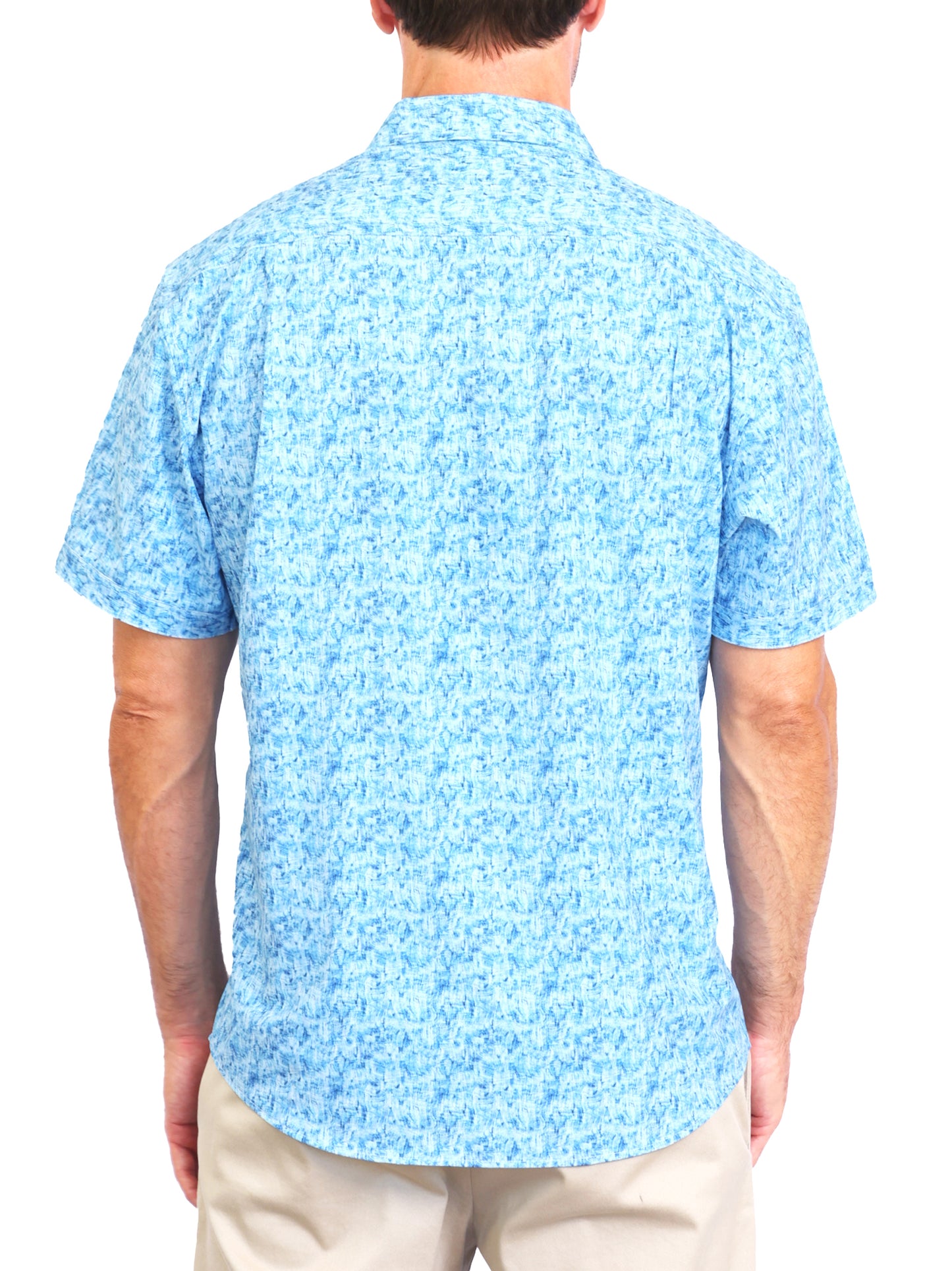 Island Crew Men's Stretch Short Sleeve Aloha Shirt: Shoreline