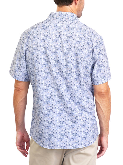 Island Crew Men's Stretch Short Sleeve Aloha Shirt: Midnight Breeze