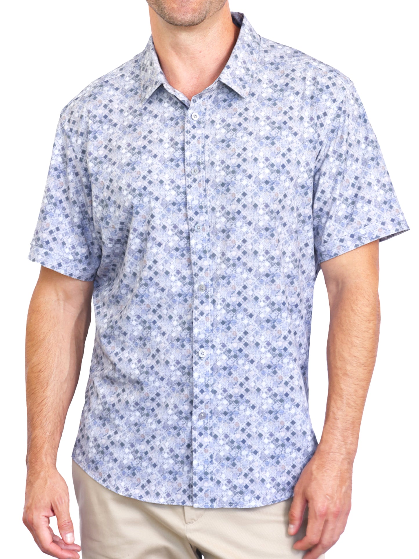 Island Crew Men's Stretch Short Sleeve Aloha Shirt: Midnight Breeze