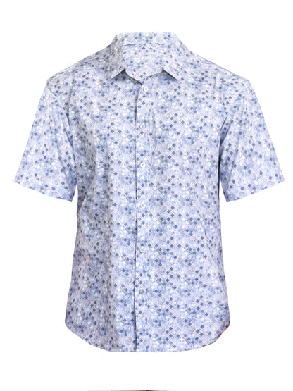 Island Crew Men's Stretch Short Sleeve Aloha Shirt: Midnight Breeze