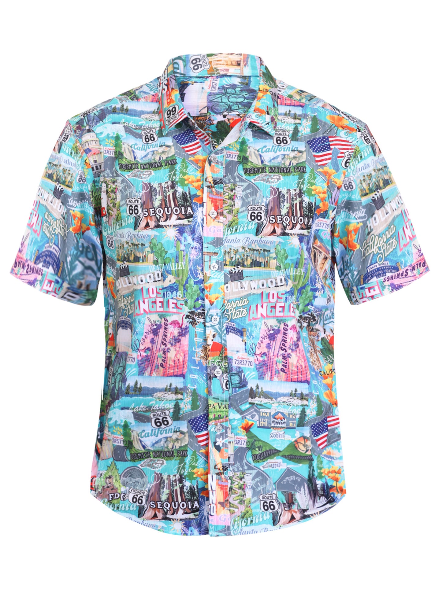 Island Crew Men's Stretch Short Sleeve Aloha Shirt: California State