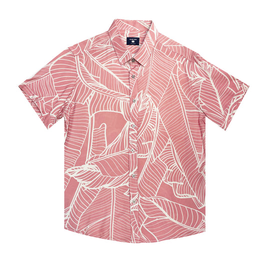 Island Crew Men's Stretch Short Sleeve Rayon Aloha Shirt: Banana Grove