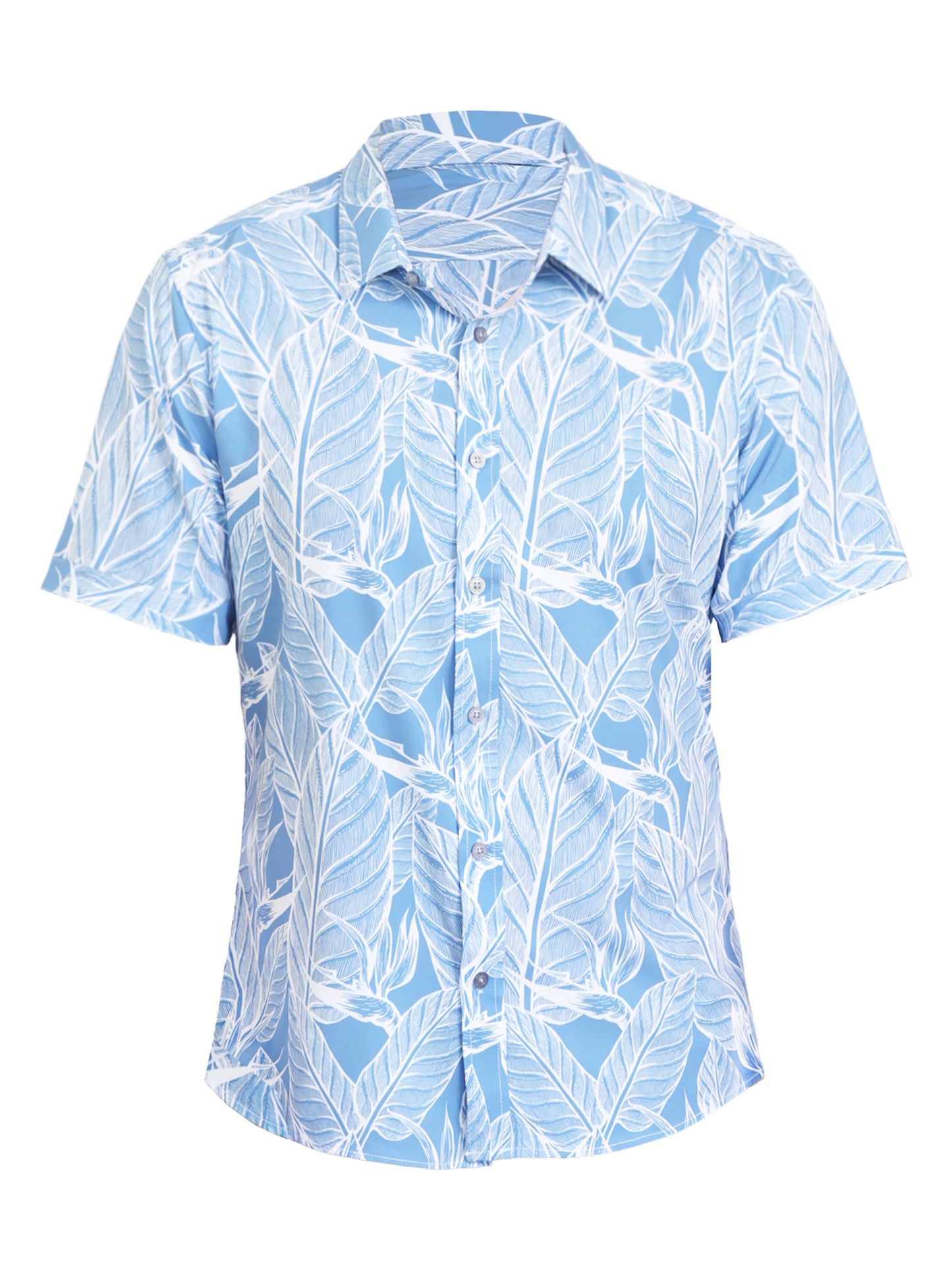 Island Crew Men's Stretch Short Sleeve Aloha Shirt: Leafy Lagoon