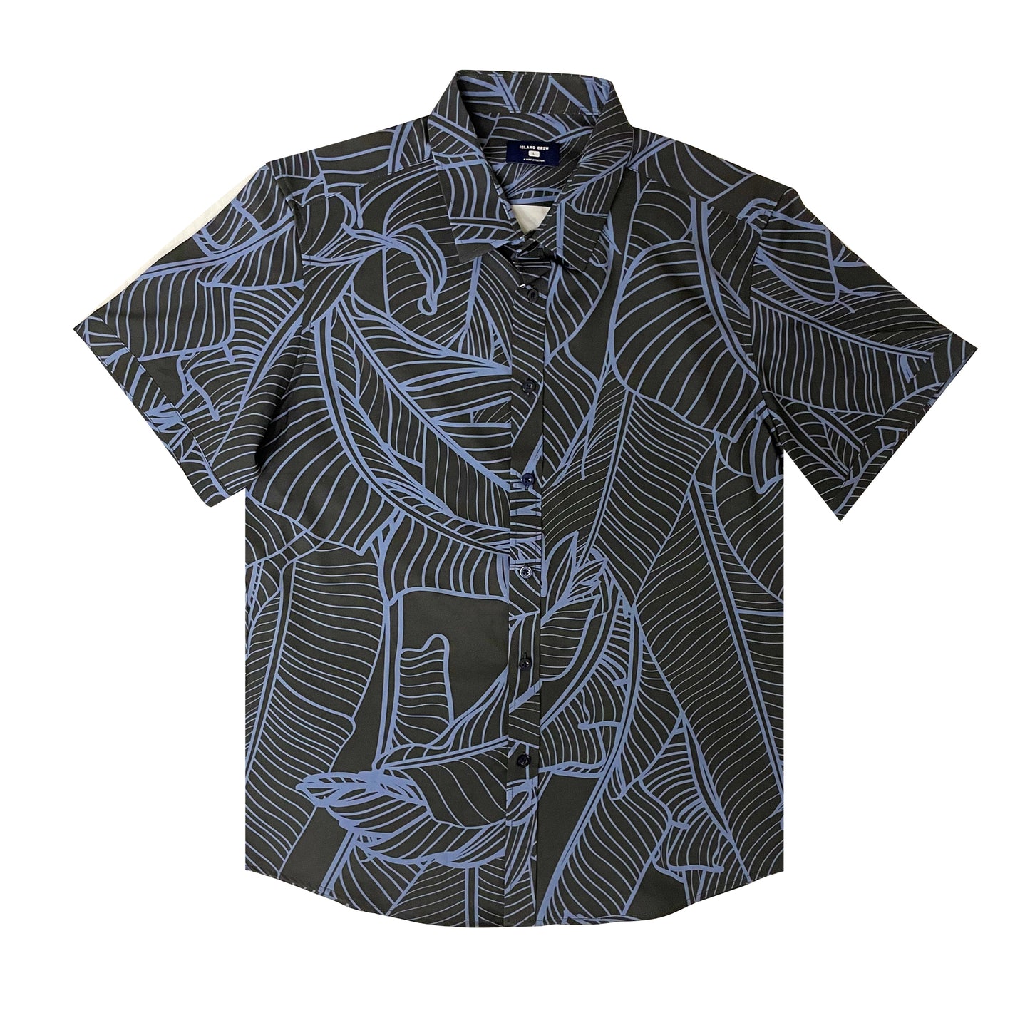 Island Crew Men's Stretch Short Sleeve Aloha Shirt: Banana Grove, Black